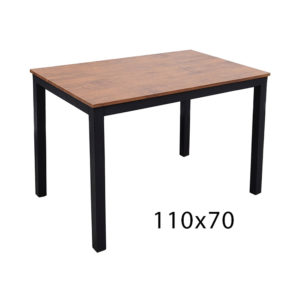 Τραπέζι Μεταλλικό Μαύρο Σκελετό & Ξύλινο Καπάκι Μοριοσανίδα 70x110x75cm Ύψος Νο 2134-M