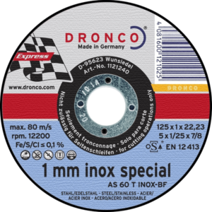 Dronco Δίσκος Κοπής Σιδήρου και Inox Superior AS60T-BF Ø115x1x22.2mm