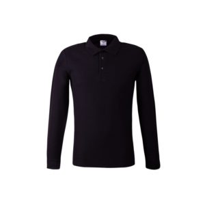 Ανδρική μπλούζα πικέ μακρυμάνικη μαύρη (τύπου POLO)