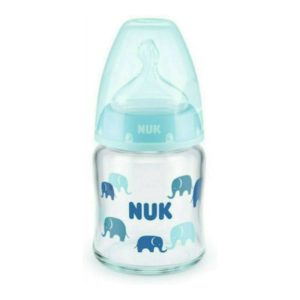 Μπιμπερό γυάλινο NUK First Choice Plus 120ml με θηλή Silic Blue Elephant