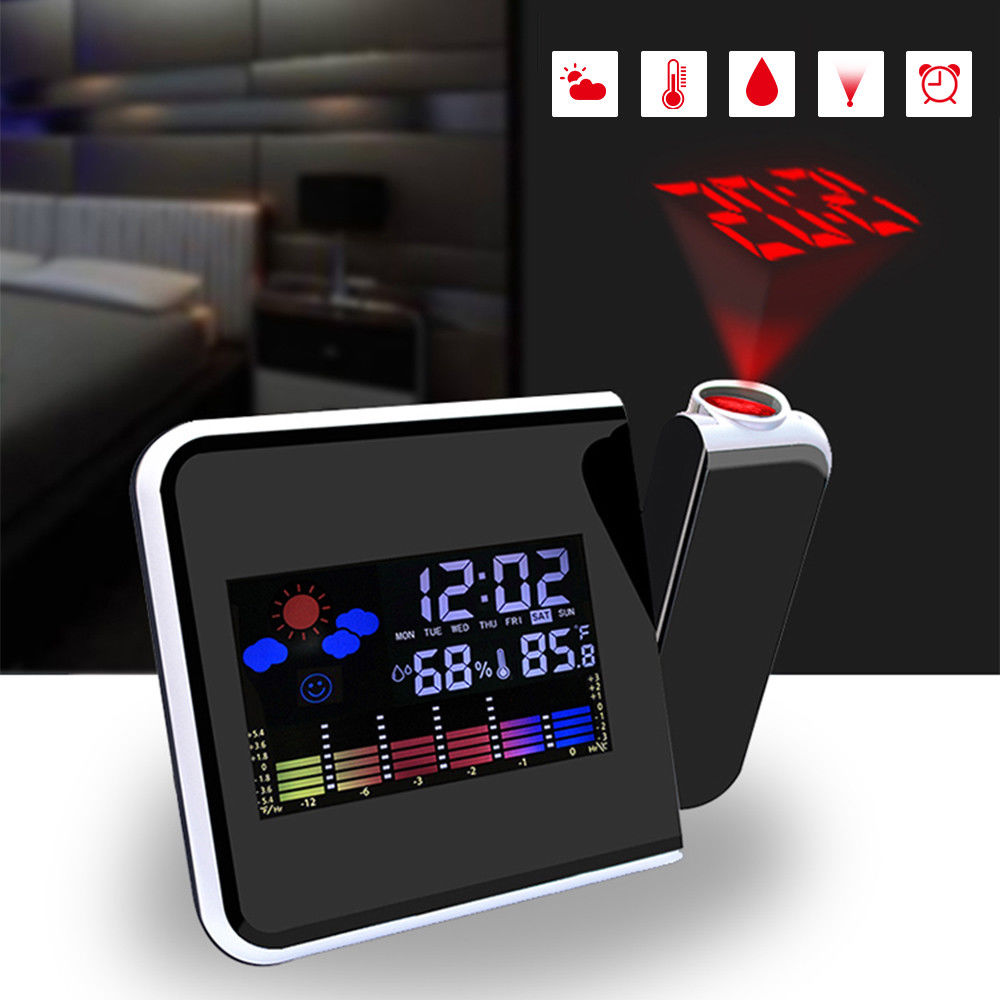 Ψηφιακό LCD Ρολόι Ξυπνητήρι Μετεωρολογικός Σταθμός με 3D Projector Προβολή Ώρας