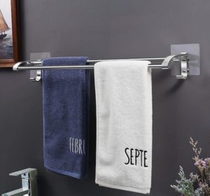 Διπλή Κρεμάστρα Αλουμινίου για Πετσέτες Αυτοκόλλητη Double Towel Rack