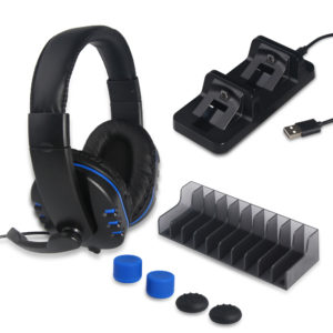 Σετ 5 σε 1 με Διπλή Βάση Φόρτισης Χειριστηρίων, Gaming Ακουστικά με Μικρόφωνο + Βάση Στήριξη Παιχνιδιών PS4 DOBE