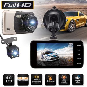 DVR Διπλή Καταγραφική Κάμερα Αυτοκινήτου με LED Φωτισμό Full HD 1080P 170 Μοίρες με Κάμερα Οπισθοπορείας G-Sensor + Ανιχνευτή Κίνησης