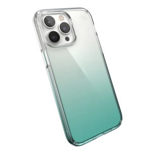SPECK IPHONE 14 PRO MAX CASE (150093-9594) PRESIDIO PERFECT CLEAR OMBRE (CLEAR/FANTASY TEAL FADE)