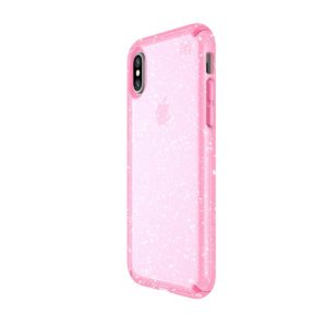 SPECK IPHONE X CASE (103132-6603) PRESIDIO CLEAR + GLITTER (PINK WITH GOLD GLITTER)