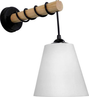 Heronia Φωτιστικό Τοίχου FUN-01AP Stick Μαύρο-Λευκό / Ξύλο-Πλαστικό καπέλο (31-1091)