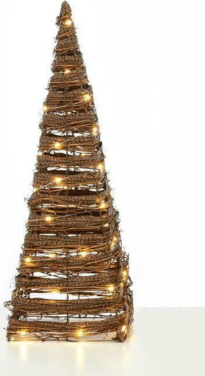 Aca Φωτιζόμενο Χριστουγεννιάτικο Διακοσμητικό Μεταλλικό Δεντράκι Πυραμίδα 60 cm Μπαταρίας Καφέ (Χ11401120)