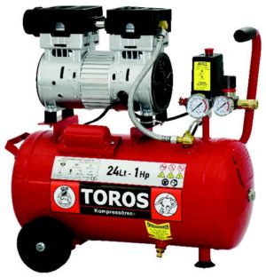 Toros: Αεροσυμπιεστής Oilfree Χαμηλού Θορύβου 1 hp, 24 lt (40151)