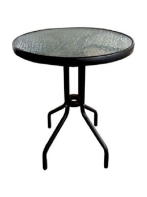 Τραπέζι Εξωτερικού Χώρου Στρογγυλό Μεταλλικό με Γυάλινη Επιφάνεια Μαύρο 70x70x72 cm (ΤΑΒ-70ΒL)