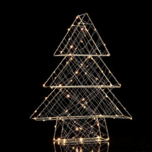 Aca Φωτιζόμενο Χριστουγεννιάτικο Διακοσμητικό Μεταλλικό Δεντράκι 60 cm Εξωτερικού Χώρου Ρεύματος Ασημί (ΧWΤRΕΕ47Α)