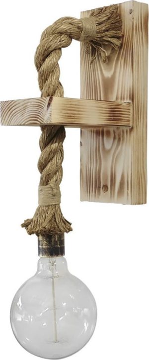Heronia Φωτιστικό Απλίκα Ξύλο Με Σχοινί Manila Rope MR-01AP-B ROPE