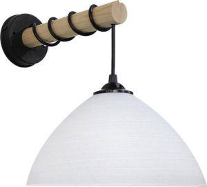 Heronia Φωτιστικό Τοίχου GL-1010/AP Stick Μαύρο-Λευκό / Ξύλο-Γυαλί Φ25 (02-0239)
