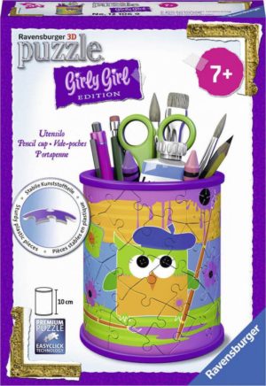 Ravensburger - 3D Puzzle 54 pcs Pencil Cup Owl - Girly Girl Edition (80183)