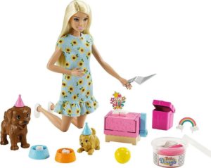 Mattel Barbie You Can Be Anything: Puppy Party Blonde Doll and Playset (GXV75)