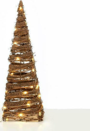 Aca Φωτιζόμενο Χριστουγεννιάτικο Διακοσμητικό Μεταλλικό Δεντράκι Πυραμίδα 50 cm Μπαταρίας Καφέ (Χ11301120)