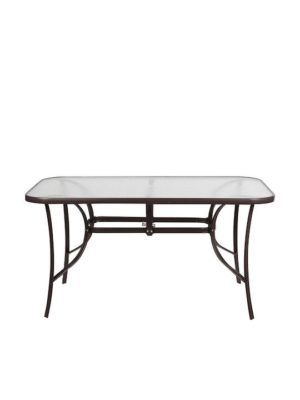 Τραπέζι Εξωτερικού Χώρου Μεταλλικό με Γυάλινη Επιφάνεια Καφέ 150x90x72 cm (ΤΑΒ-15090ΒR)