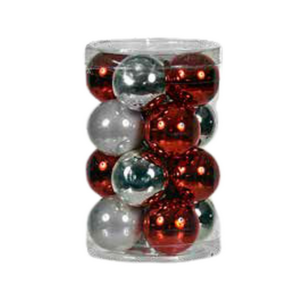 Γυάλινη Μπάλα 35 mm Κόκκινο Λευκό (set 16 τεμάχια) [ # GLB-3516/RWH ]