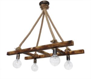 Heronia Lighting Φωτιστικό κρεμαστό τετράφωτο ξύλινο skala/4 rope ut-br Κωδικός : 31-1046
