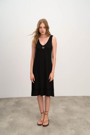 Γυναικεία Μονόχρωμο Αμάνικο Φόρεμα VAMP 95% ΒΙΣΚΟΖΙ - 5% ΕΛΑΣΤΑΝ 16525, BLACK