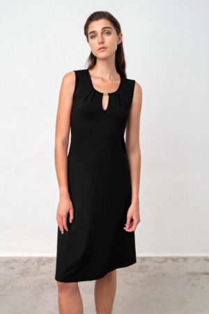 Γυναικεία Μονόχρωμο Αμάνικο Φόρεμα VAMP 95% ΒΙΣΚΟΖΙ - 5% ΕΛΑΣΤΑΝ 18489, BLACK
