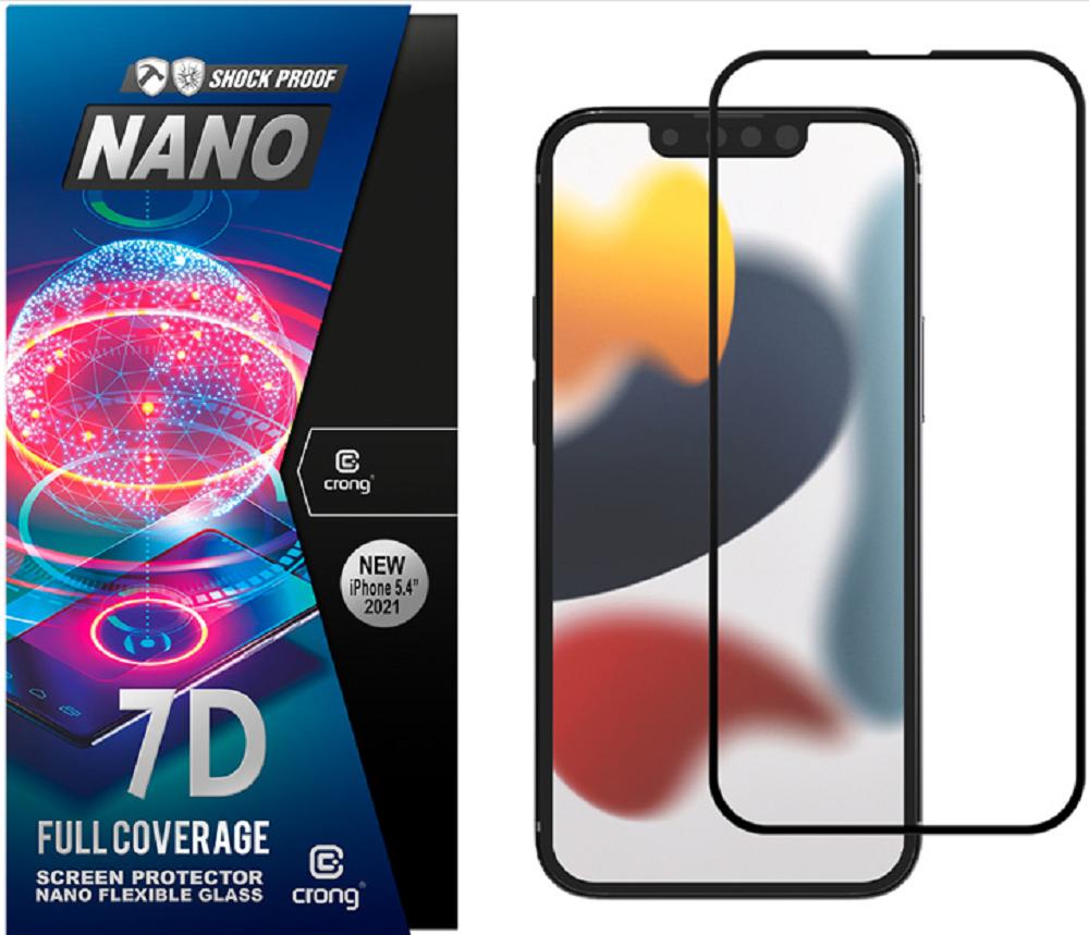 Crong 7D Nano Flexible Glass - Fullface Αντιχαρακτικό Υβριδικό Γυαλί Οθόνης Apple iPhone 13 mini - Black - 0.3mm (CRG-7DNANO-IP13M) CRG-7DNANO-IP13M