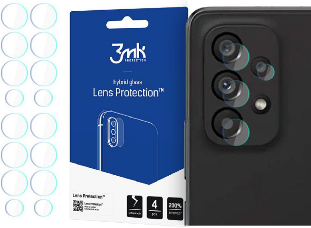 3MK Hybrid Glass Camera Protector - Αντιχαρακτικό Υβριδικό Προστατευτικό Γυαλί για Φακό Κάμερας Samsung Galaxy A53 5G - 4 Τεμάχια (5903108460422) 99550