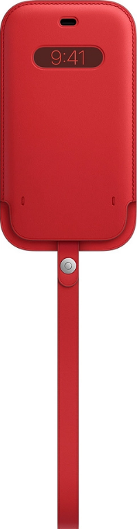 Official Apple Leather Sleeve - Δερμάτινη Θήκη - Πορτοφόλι με MagSafe και Λουράκι Χειρός - Apple iPhone 12 / 12 Pro - Scarlet (MHYE3ZM/A) MHYE3ZM/A