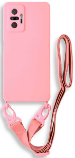 Bodycell Θήκη Σιλικόνης με Λουράκι Λαιμού - Xiaomi Redmi Note 10 Pro - Pink (5206015002939) BL-00142