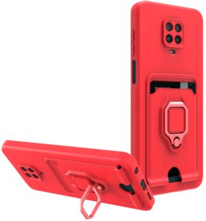 Bodycell Multifunction - Ανθεκτική Θήκη Xiaomi Redmi Note 9S / 9 Pro / 9 Pro Max με Λουράκι Λαιμού / Κάλυμμα Κάμερας / Ring Holder / Υποδοχή Κάρτας - Red (5206015015243) BM-00174