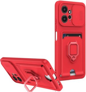 Bodycell Multifunction - Ανθεκτική Θήκη Xiaomi Redmi Note 12 4G με Λουράκι Λαιμού / Κάλυμμα Κάμερας / Ring Holder / Υποδοχή Κάρτας - Red (5206015072468) BM-00183