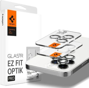 Spigen GLAS.tR EZ Fit OPTIK Pro Camera Lens Protector - Αντιχαρακτικό Προστατευτικό Γυαλί για Φακό Κάμερας Apple iPhone 14 Pro / 14 Pro Max - 2 Τεμάχια - Silver (AGL05599) AGL05599