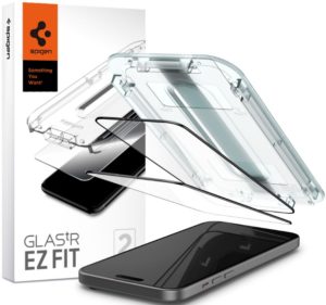 Spigen Tempered Glass GLAS.tR EZ Fit - FullFace Αντιχαρακτικό Γυαλί Προστασίας Οθόνης - Apple iPhone 15 - 2 Τεμάχια - Black (AGL06904) AGL06904