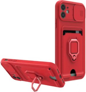 Bodycell Multifunction - Ανθεκτική Θήκη Apple iPhone 11 με Λουράκι Λαιμού / Κάλυμμα Κάμερας / Ring Holder / Υποδοχή Κάρτας - Red (5206015003165) BM-00002