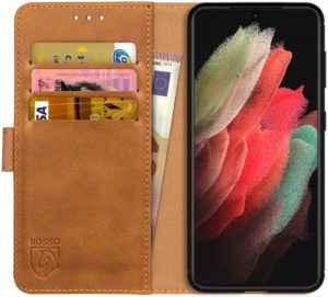 Rosso Element PU Θήκη Πορτοφόλι Samsung Galaxy S21 Ultra 5G - Light Brown (8719246286094) 100785