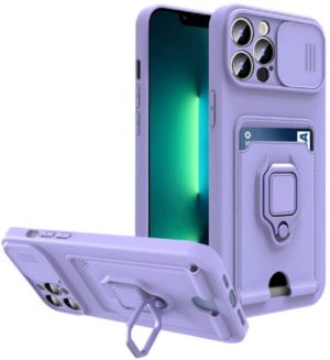 Bodycell Multifunction - Ανθεκτική Θήκη Apple iPhone 13 Pro με Λουράκι Λαιμού / Κάλυμμα Κάμερας / Ring Holder / Υποδοχή Κάρτας - Purple (5206015004773) BM-00018