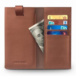 Θήκη Universal up to 6 genuine QIALINO Leather Wallet Case-Brown MPS11837