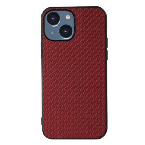 Θήκη iphone 15 Carbon Fiber Texture PU leather Coated TPU- Red MPS15957