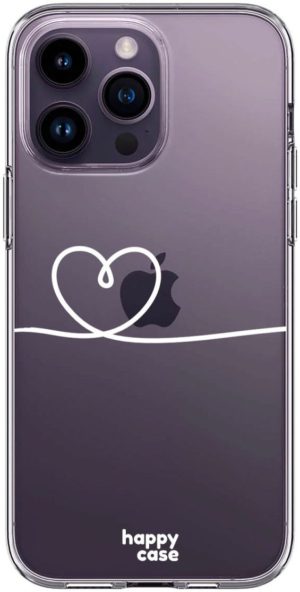 HappyCase Διάφανη Θήκη Σιλικόνης Apple iPhone 14 Pro - Heart Print (8719246373244) 116491