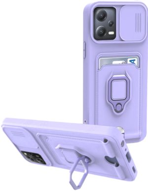 Bodycell Multifunction - Ανθεκτική Θήκη Xiaomi Redmi Note 12 5G / Poco X5 με Λουράκι Λαιμού / Κάλυμμα Κάμερας / Ring Holder / Υποδοχή Κάρτας - Purple (5206015015847) BM-00149