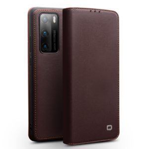 Θήκη Huawei P40 genuine QIALINO Business Classic Leather Wallet Case-Dark Brown MPS14675