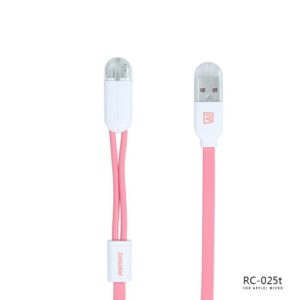 Remax Καλώδιο Φόρτισης και Μεταφοράς Δεδομένων 2 σε 1 USB to MicroUSB + Lightning - 1m (RM5-018-PNK) - Pink RM5-018-PNK