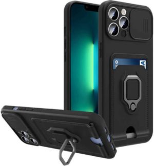 Bodycell Multifunction - Ανθεκτική Θήκη Apple iPhone 13 Pro Max με Λουράκι Λαιμού / Κάλυμμα Κάμερας / Ring Holder / Υποδοχή Κάρτας - Black (5206015004834) BM-00019