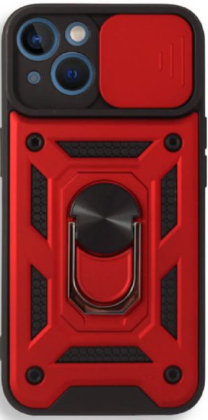 Bodycell Armor Slide - Ανθεκτική Θήκη Apple iPhone 13 με Κάλυμμα για την Κάμερα & Μεταλλικό Ring Holder - Red (5206015003271) BA-00020