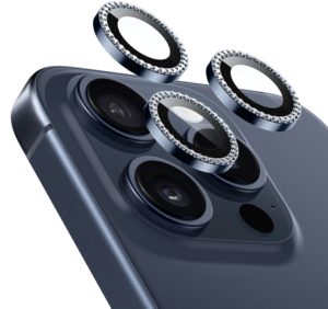 ESR Armorite Camera Lens Protectors - Αντιχαρακτικό Γυαλί Προστασίας για Φακό Κάμερας - Apple iPhone 15 Pro / 15 Pro Max - Rhinestone Blue (4894240174180) 117084