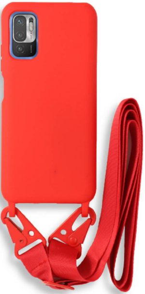 Bodycell Θήκη Σιλικόνης με Λουράκι Λαιμού - Xiaomi Redmi Note 10 5G / Poco M3 Pro 5G - Red (5206015002076) BL-00138