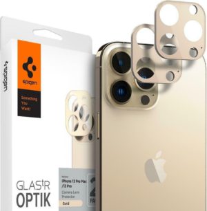 Spigen GLAS.tR OPTIK Camera Lens Protector - Αντιχαρακτικό Προστατευτικό Γυαλί για Φακό Κάμερας Apple iPhone 13 Pro / 13 Pro Max - 2 Τεμάχια - Gold (AGL04034) AGL04034