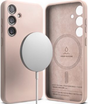 Ανθεκτική MagSafe Θήκη Σιλικόνης - Samsung Galaxy S24 - Ringke Silicone Magnetic - Pink Sand (8809961783012) 118393