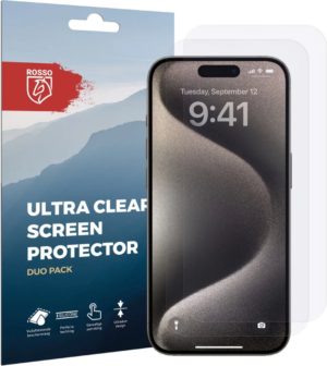 Rosso Ultra Clear Screen Protector - Μεμβράνη Προστασίας Οθόνης - Apple iPhone 15 Pro - 2 Τεμάχια (8719246401145) 116339
