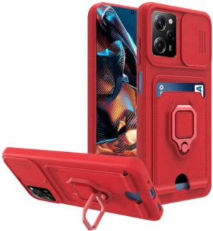Bodycell Multifunction - Ανθεκτική Θήκη Xiaomi Redmi Note 12 Pro 5G / Poco X5 Pro με Λουράκι Λαιμού / Κάλυμμα Κάμερας / Ring Holder / Υποδοχή Κάρτας - Red (5206015015892) BM-00153